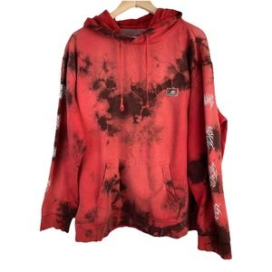 Lurking Class Men's L Red Black Tie Dye Skull Logo Pullover Hoodie Sweatshirt